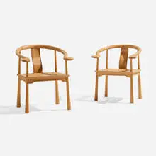 Yin chairs, pair by Richard Nissen, c. 1965, beech, cane, wenge, sold Nov 2025