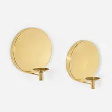 Kaija Aarikka, Uusikuu candle wall sconces, pair, 1974, brass