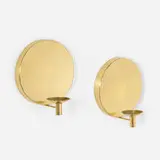 Kaija Aarikka, Uusikuu candle wall sconces, pair, 1974, brass