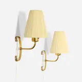 Maria Lindeman, Wall lamps, pair, c. 1955, brass, vinyl shades