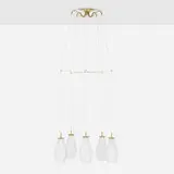 Chandelier by Paavo Tynell, c. 1955, brass, opal glass, sold Nov 2025