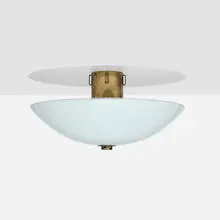 Paavo Tynell, Ceiling lamp, c. 1955, opal glass, brass