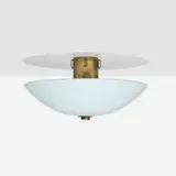 Ceiling lamp by Paavo Tynell, c. 1955, opal glass, brass, sold Nov 2025