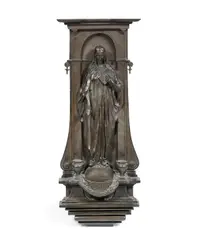 Alice C. Maude, patinated bronze figural relief plaque of 'Peace', patinated bronze