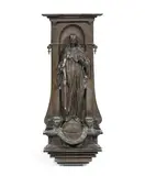 Alice C. Maude, patinated bronze figural relief plaque of 'Peace', patinated bronze
