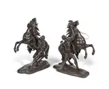 Guillaume Coustou the Elder, pair of patinated bronze models of The Marly Horses, patinated bronze