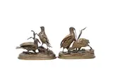 Jules Moigniez, pair of patinated bronze models of a pair of partridges and another pair of birds