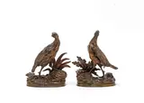 Jules Moigniez, pair of patinated  bronze models of partridges