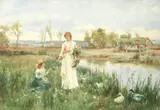 Alfred Augustus Glendening, Jr., Springtime, watercolour heightened with white