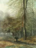 Octavius Clark, A woodland cottage and a woodland stream; a pair, oil on canvas