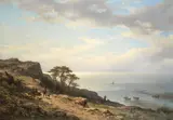 Johannes Hilverdink, A Mediterranean coastal landscape, oil on canvas
