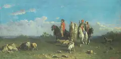 Henri van Wijk, Arab horsemen, oil on panel