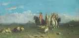 Henri van Wijk, Arab horsemen, oil on panel