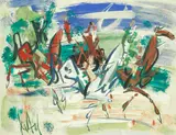 Gen Paul, The horse race, gouache