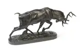 Henri Alfred Jaquemart, late 19th century bronze model of 'Cerf Combattant', bronze