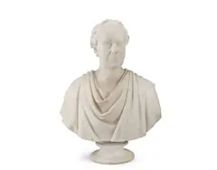 Hiram Powers, carved white marble bust of Thomas Henry Sutton Sotheron-Estcourt M.P. (1801-76), marble