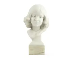 F. W. Pomeroy, carved white marble bust of a young girl, marble
