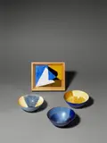 Kurt Lewy, Emaillebild und drei Emailleschalen. 1920er-Jahre