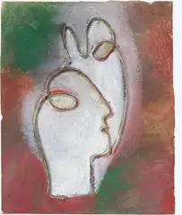 Jeanne Mammen, Transparentes Profil, Um 1945, Öl und Draht auf Pappe