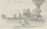 Lyonel Feininger, Locomotive, 1940, Bleistift auf Papier