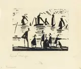 Lyonel Feininger, Fischerboote, 1918, Holzschnitt auf chamoisfarbenem Japanbütten