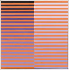 Dadamaino, VIOLET SUR ORANGE (la ricerca del colore), 1967, Acryl auf Leinwand, auf Hartfaserplatte aufgezogen
