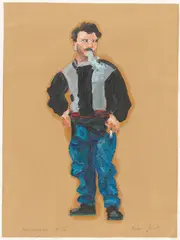 Ralph Fleck, Touristen, 1992, 6 Blätter: Jew. Öl auf Packpapier