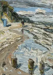 Christopher Lehmpfuhl, Strandspaziergang in Bansin, Usedom, 2009, Öl auf Leinwand
