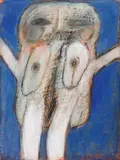 Horst Antes, Weiße Figur auf Blau