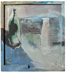 Siegfried Anzinger, Schimmel und Alkohol, 1987, Öl auf Holz. Im Künstlerrahmen