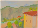 Hermann Hesse, Tessiner Landschaft (Haus vor Berglandschaft)