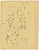 Amerikanische Touristen by George Grosz, 1925, Tusche auf Transparentpapier (aus einem Zeichenblock), sold Dec 2017
