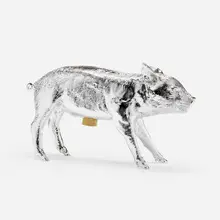 Harry Allen, Bank in the Form of a Pig (Silver Chrome), resin, marble