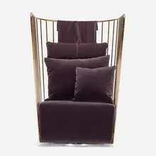 Reza Feiz, Prototype Bride's Veil High Back lounge chair, 2019, upholstery, brass