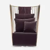 Reza Feiz, Prototype Bride's Veil High Back lounge chair, 2019, upholstery, brass