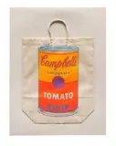 Campbell's Soup Can (Tomato) by Andy Warhol, 1966, Screenprint on shopping bag, sold May 2020
