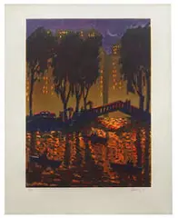 Carlos Almaraz, City Bridge, 1989, Lift-ground aquatint on paper