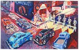 Frank Romero, The Closing of Whittier Boulevard, 1989, Screenprint on paper