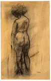 Standing Female Nude Seen From the Rear by George Grosz, Chalk, pen, and ink on paper, sold Nov 2018