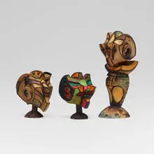 Derek Weidman, Collection of three works from the Thought series, c. 2010, carved and painted wood