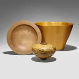 John Dodge Meyer, Peter Petrochko, and Liam O'Neill, Collection of three works, pau amarelo satinwood, spalted sugarberry, lacewood