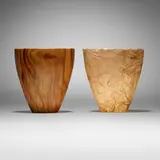 Marriage in Form by Bob Stocksdale and Kay Sekimachi, 1999, pistachio wood, Japanese paper, sold Jul 2024