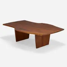 George Nakashima, Rare Minguren III dining table, 1976, American black walnut, rosewood