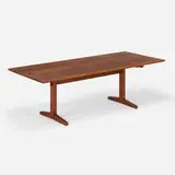 Trestle dining table by George Nakashima, 1964, American black walnut, rosewood, sold May 2024