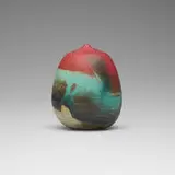 Ocean Edge (with rattle) by Toshiko Takaezu, c. 1995, glazed porcelain, sold May 2024