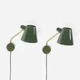 Orno, Wall lamps, pair, c. 1955, painted aluminum and steel, brass
