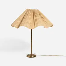 Table lamp by Lisa Johansson-Pape, c. 1955, brass, bamboo shade, sold Nov 2025