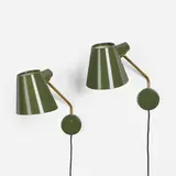 Orno, Wall lamps, pair, c. 1955, painted aluminum and steel, brass