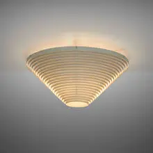 Ceiling lamp, model A662A by Alvar Aalto, 1953, painted steel and brass, sold Nov 2025