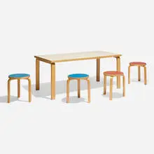L-Leg dining set by Alvar Aalto, laminate, birch, laminated birch, sold Nov 2025